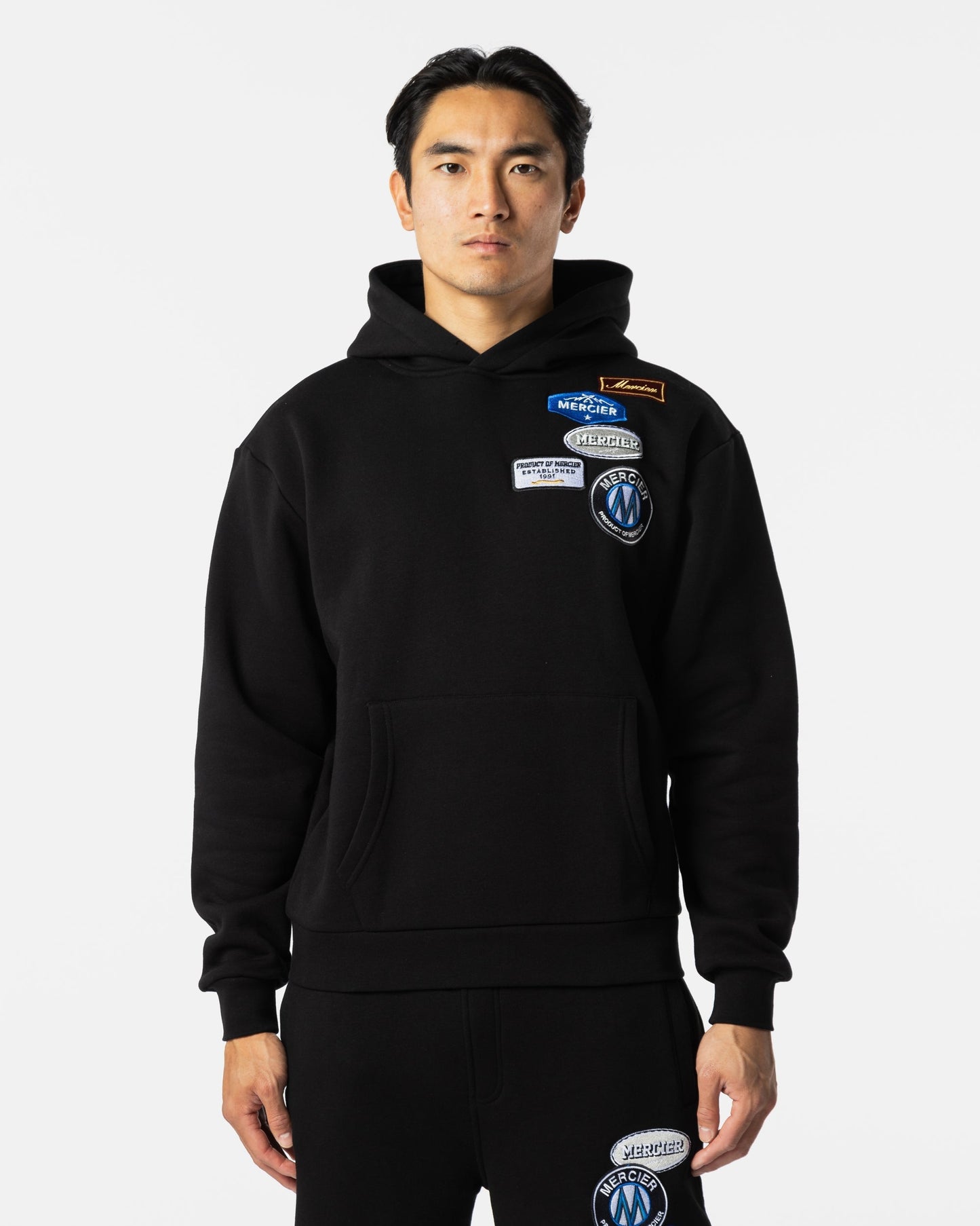 Mercier black relaxed OG badge hoodie