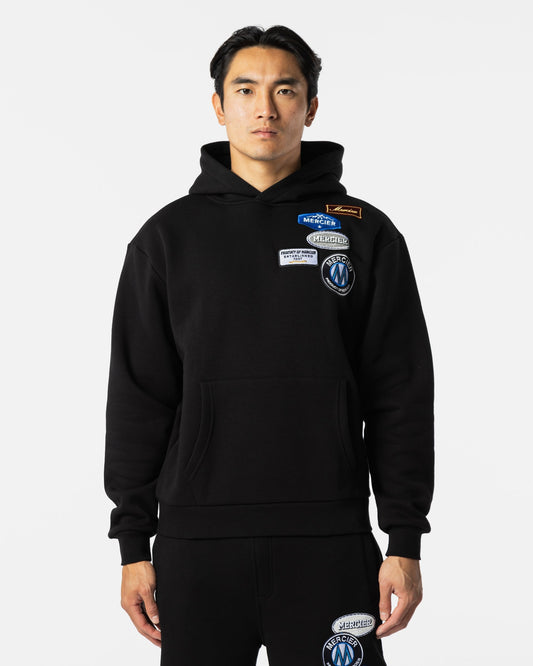 Mercier black relaxed OG badge hoodie