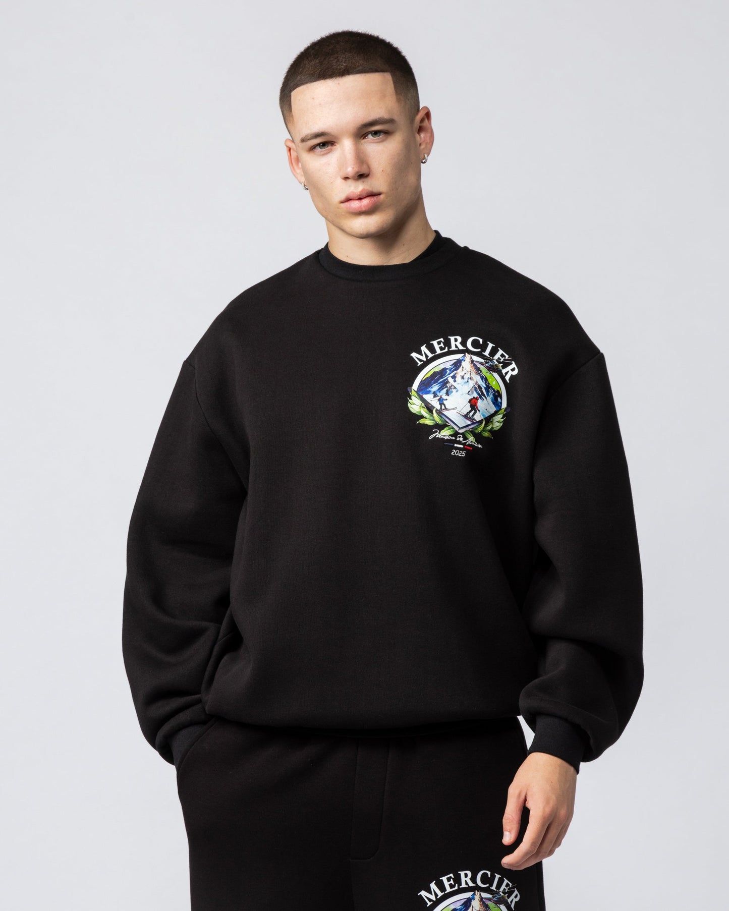 Mercier black ski crewneck sweatshirt