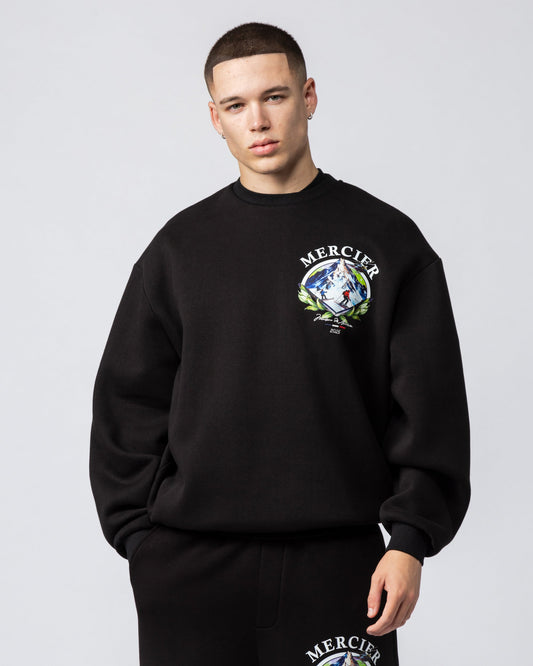 Mercier black ski crewneck sweatshirt