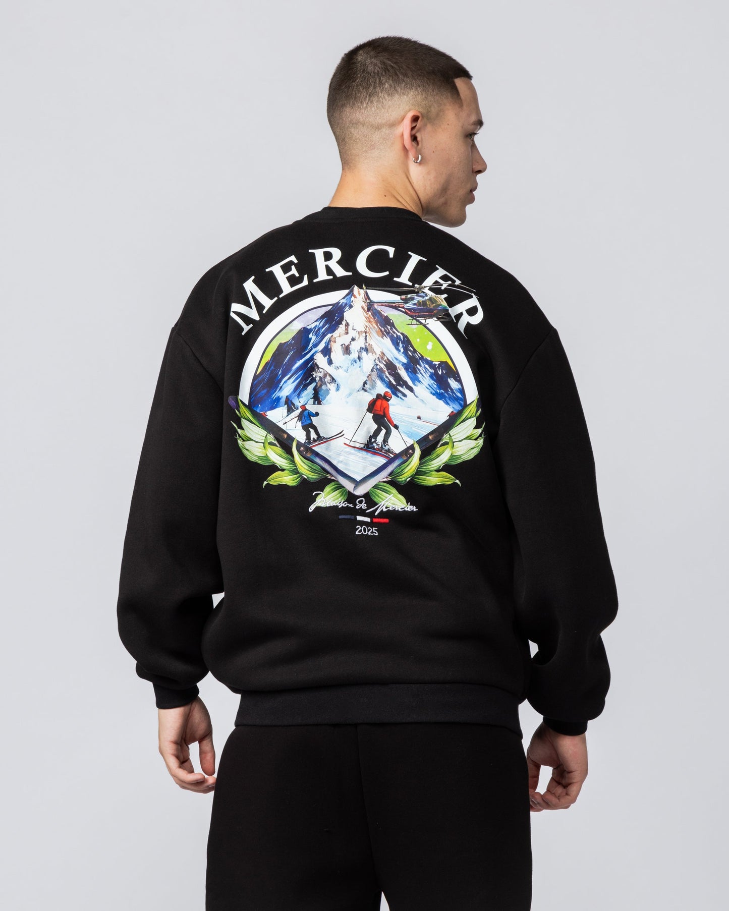 Mercier black ski crewneck sweatshirt