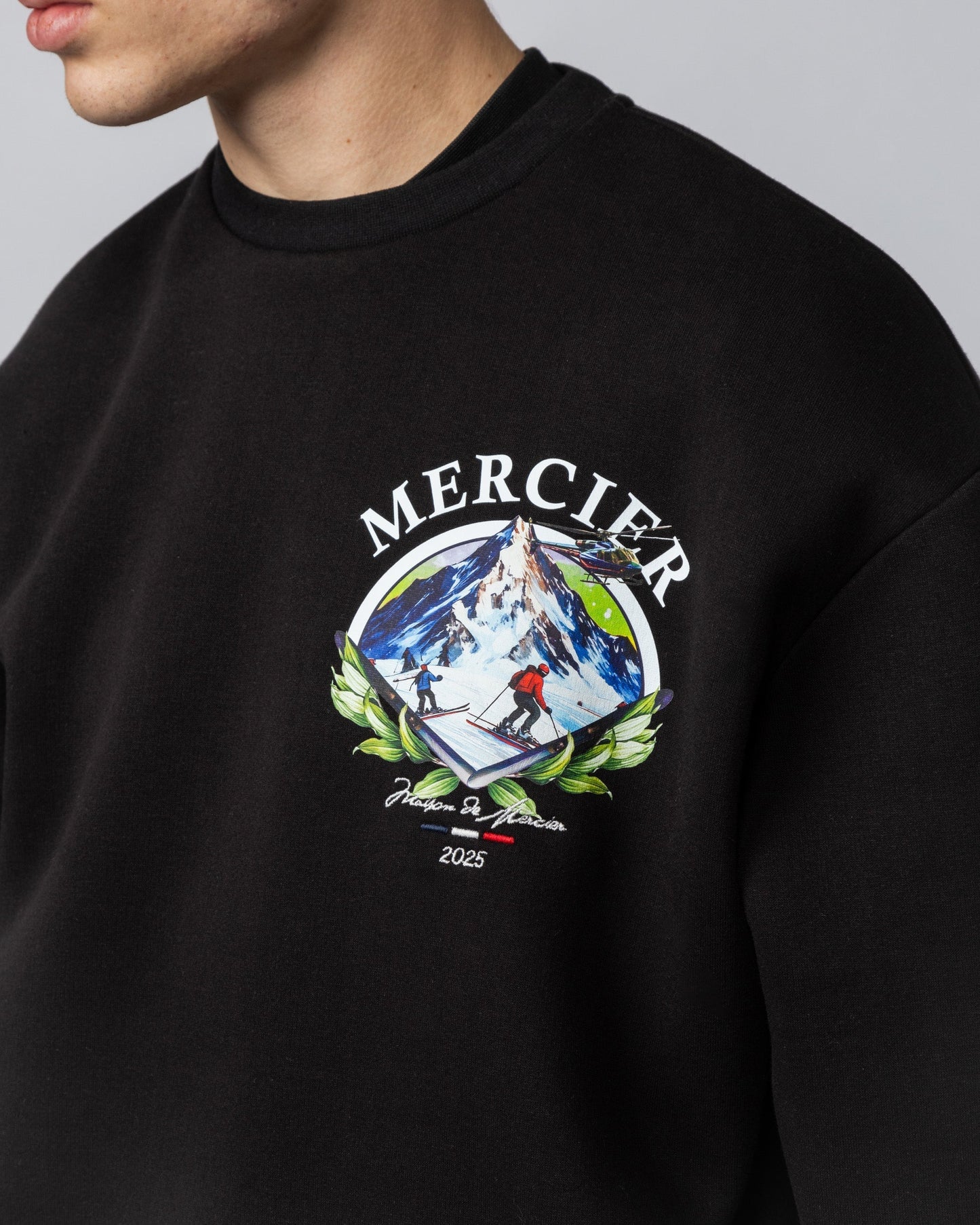 Mercier black ski crewneck sweatshirt