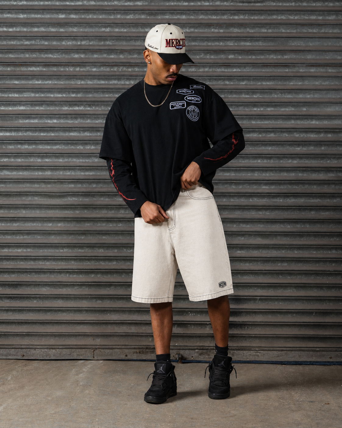 Mercier black stitched jort
