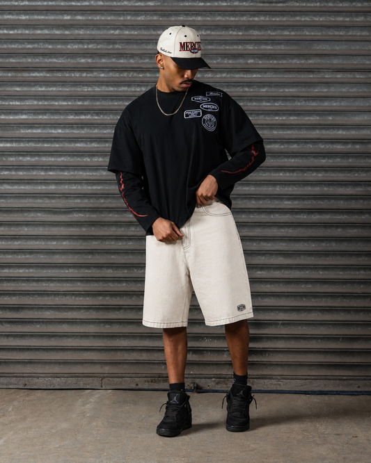 Mercier black stitched jort