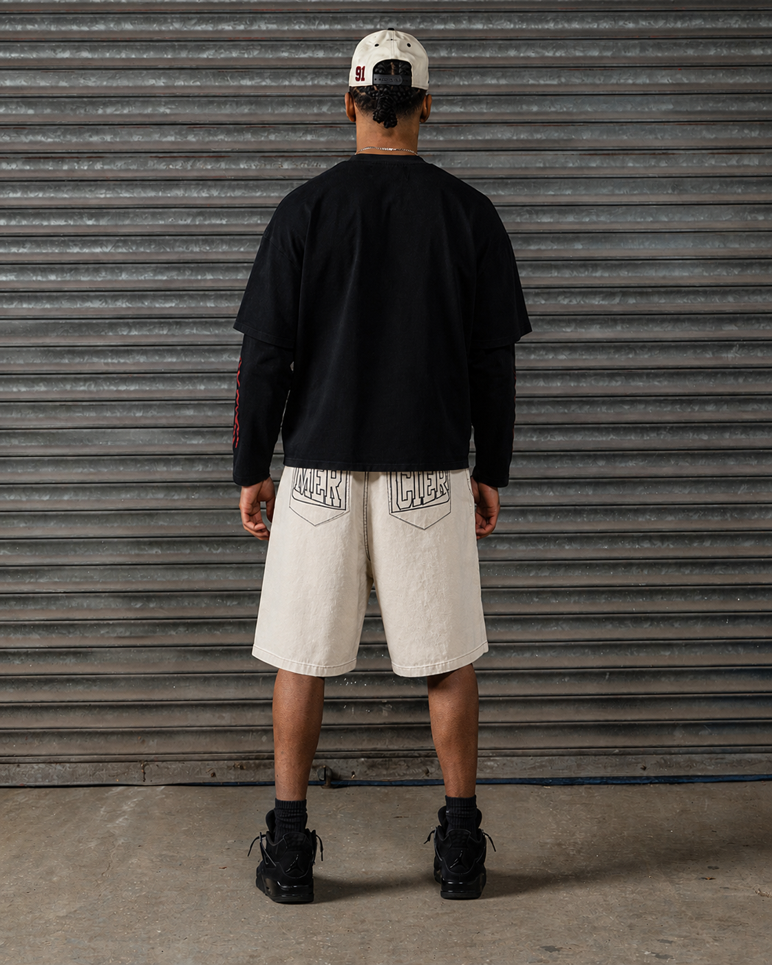 Mercier black stitched jort