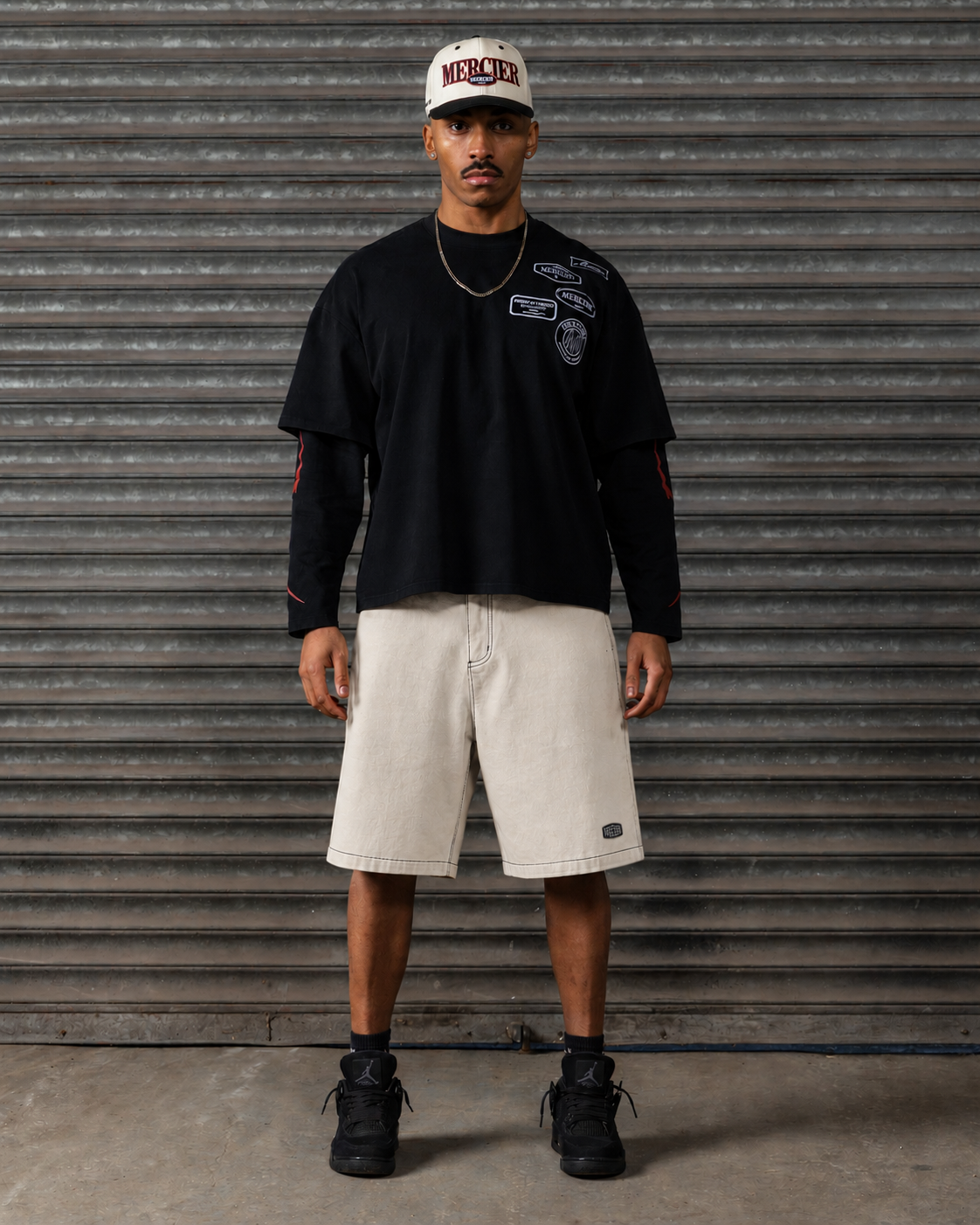 Mercier black stitched jort