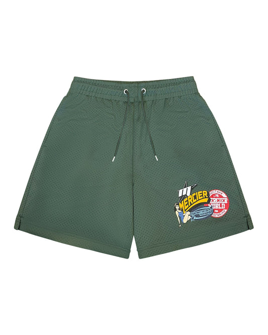 Mercier green Pin Up Airtex badge shorts