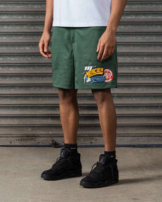 Mercier green Pin Up Airtex badge shorts