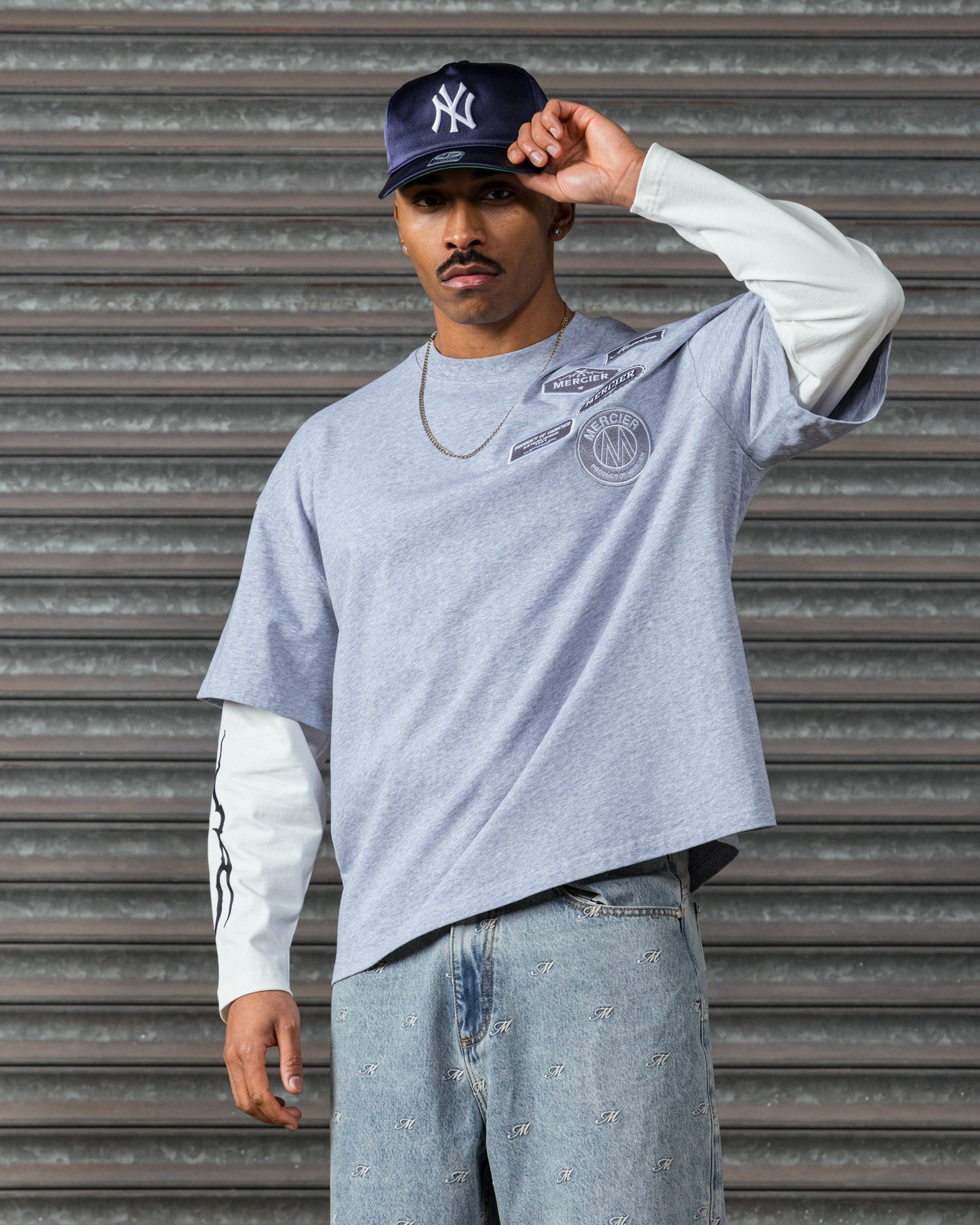 Mercier grey OG Lightening faux layer top