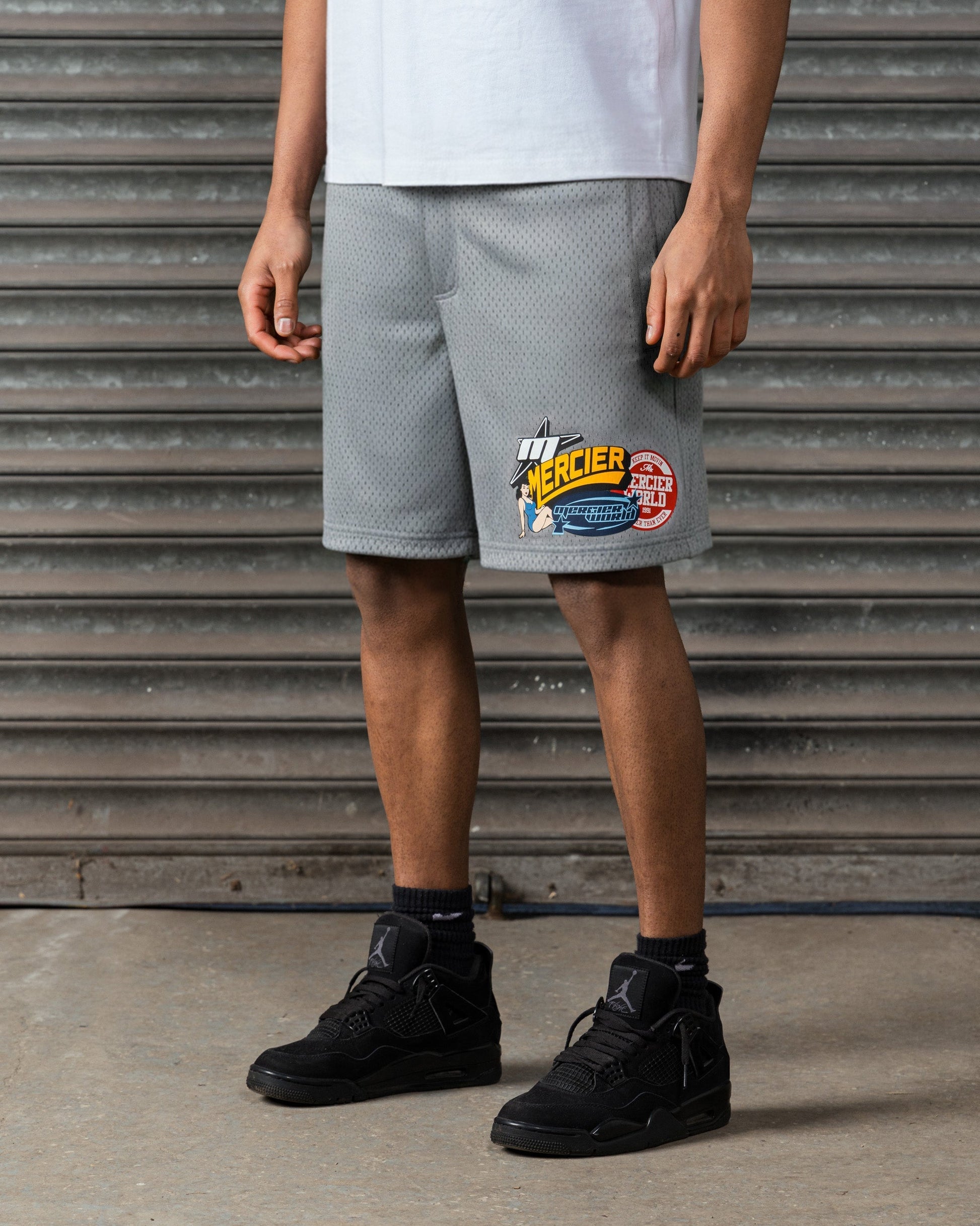 Mercier grey Pin Up Airtex badge shorts