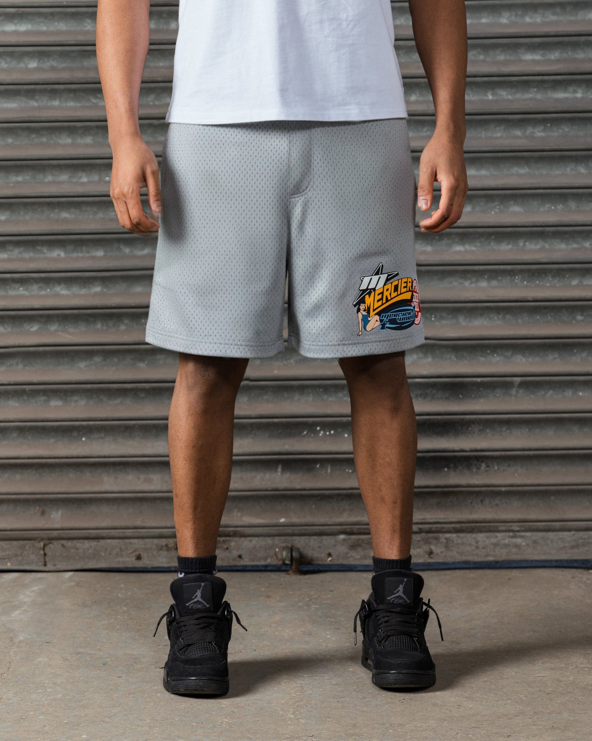 Mercier grey Pin Up Airtex badge shorts