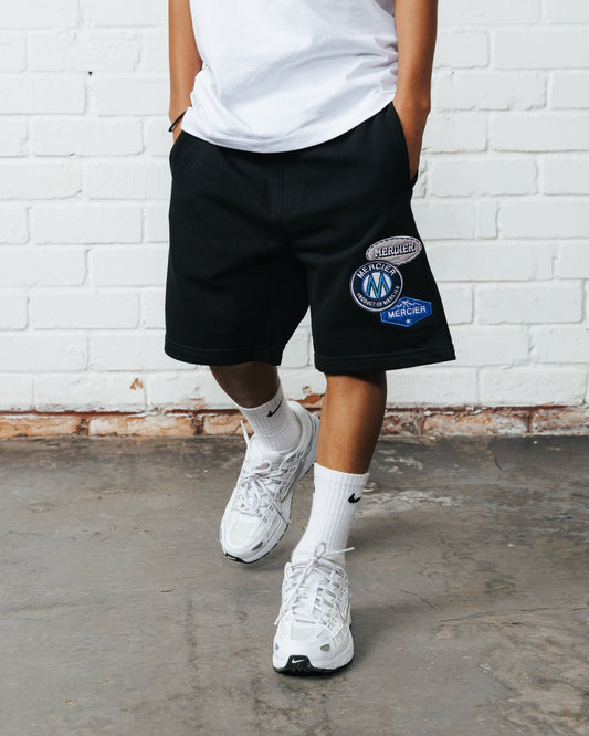 Mercier junior black OG badge shorts