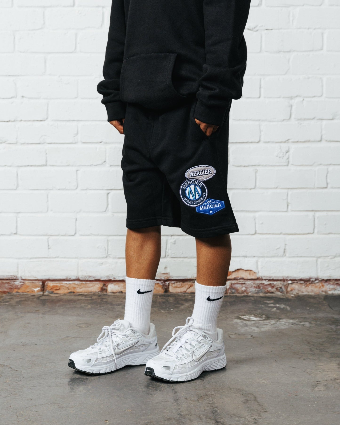Mercier junior black OG badge shorts