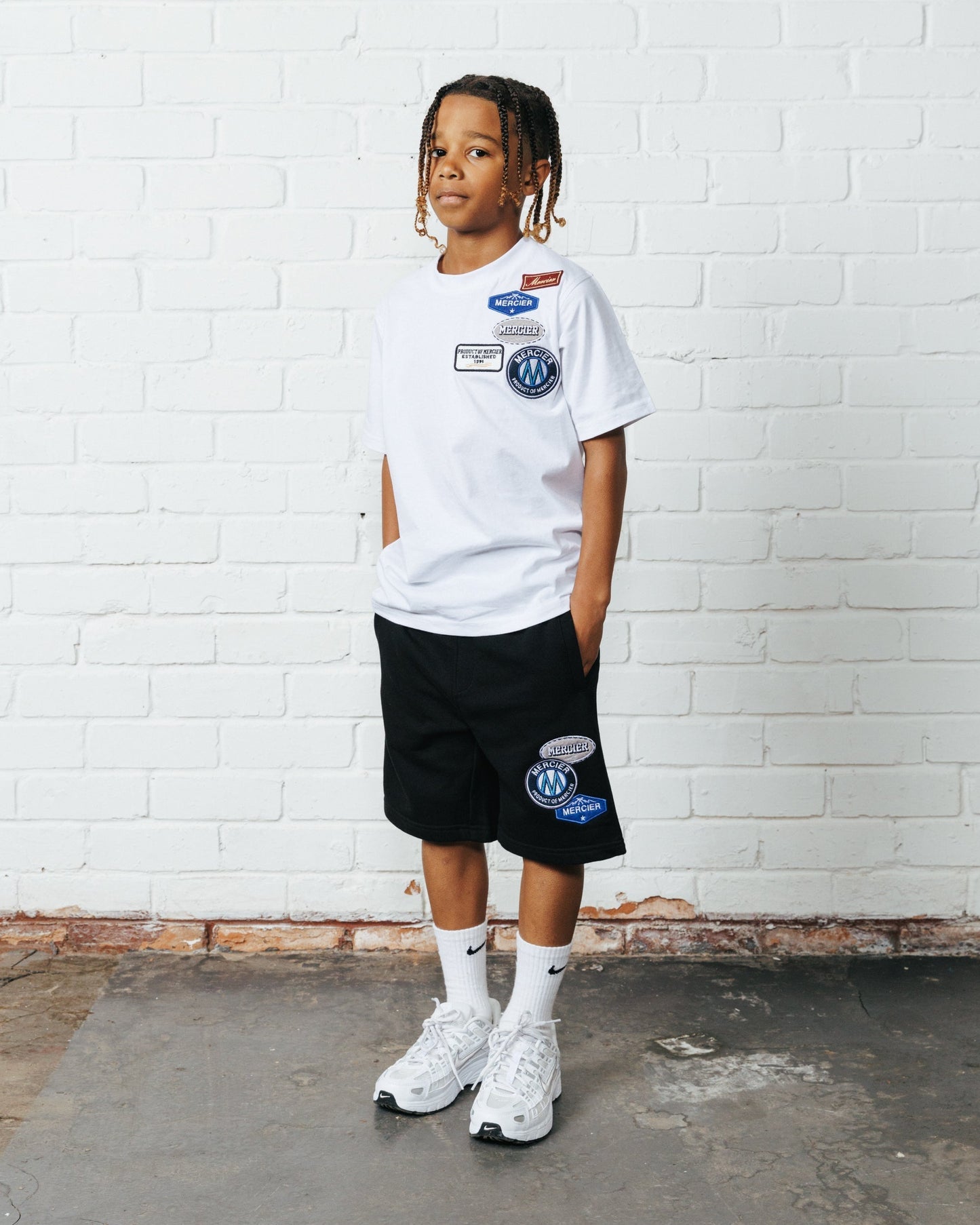 Mercier junior black OG badge shorts