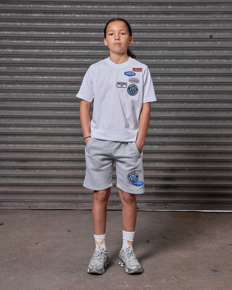 Mercier junior grey marl OG badge shorts