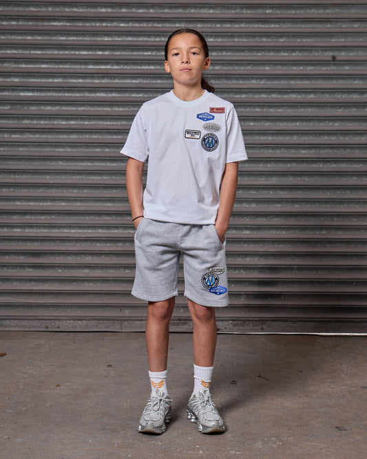 Mercier junior grey marl OG badge shorts
