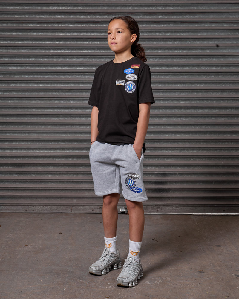 Mercier junior grey marl OG badge shorts