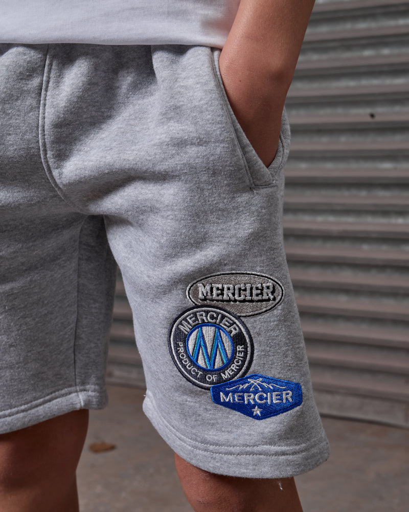 Mercier junior grey marl OG badge shorts