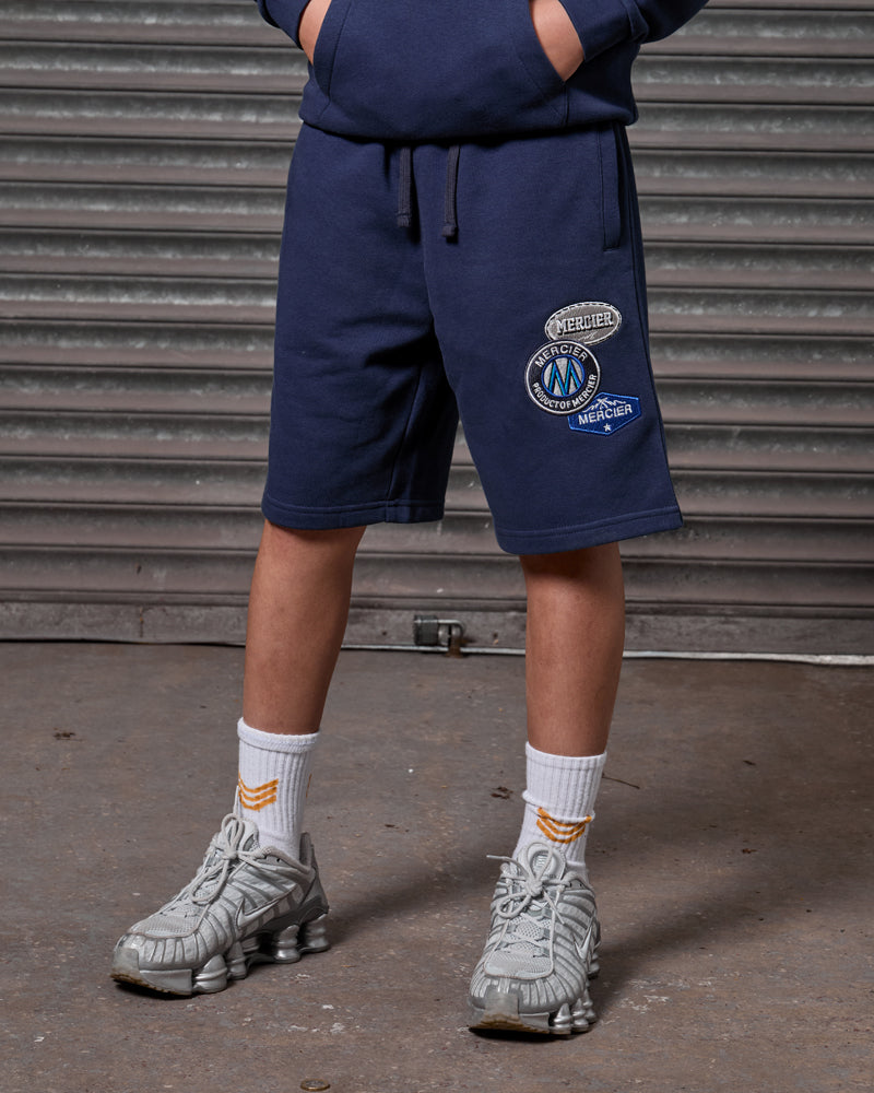 Mercier junior navy OG badge shorts