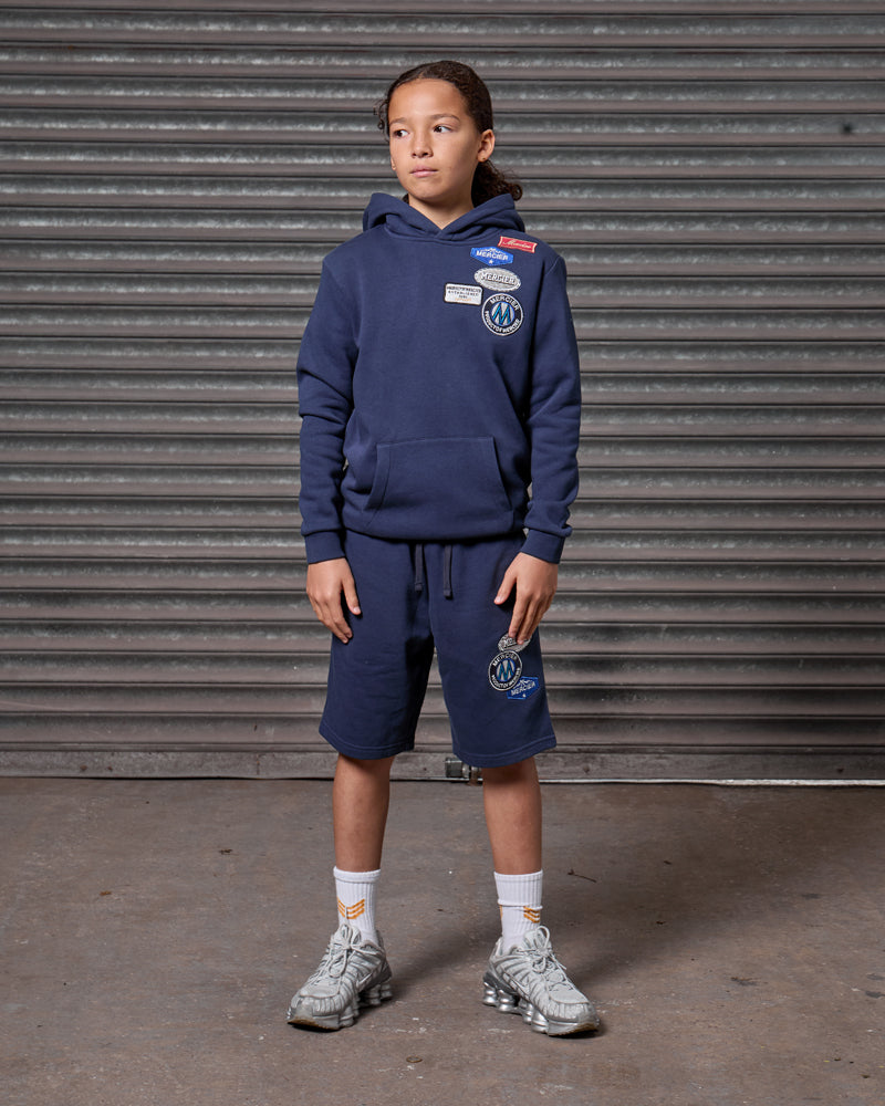 Mercier junior navy OG badge shorts
