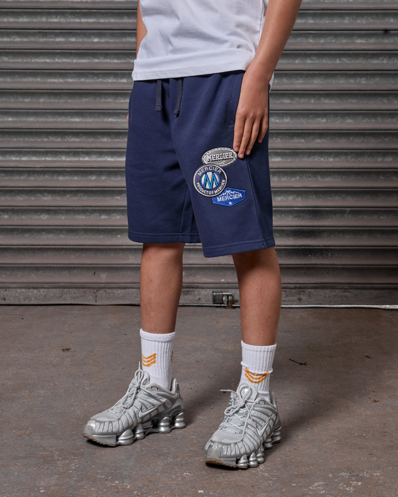 Mercier junior navy OG badge shorts