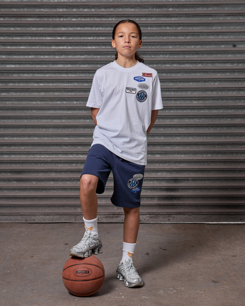 Mercier junior navy OG badge shorts