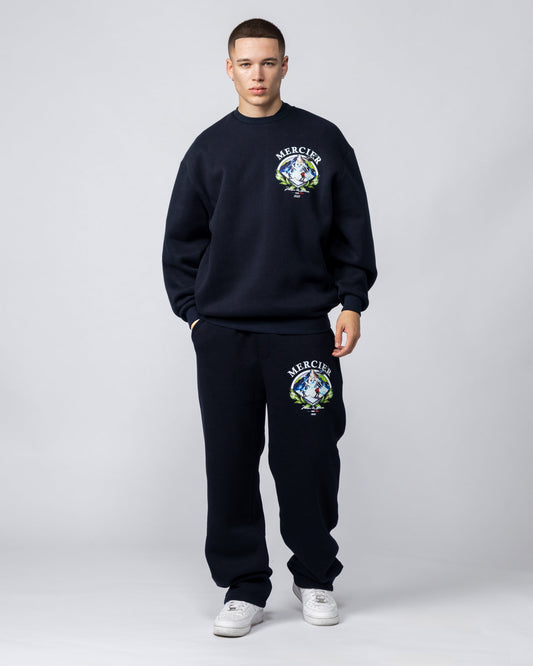 Mercier navy ski crew sweatshirt