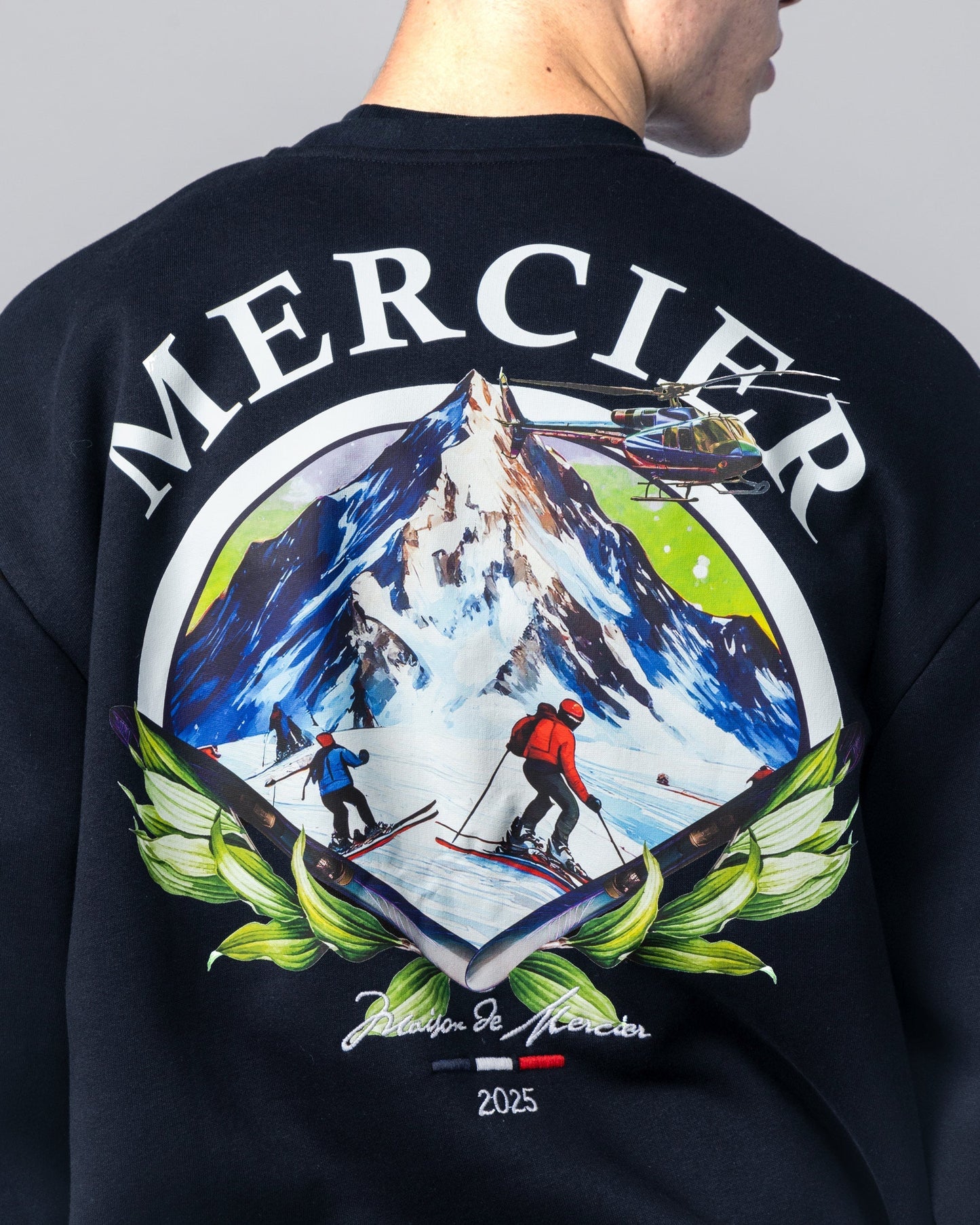 Mercier navy ski crew sweatshirt