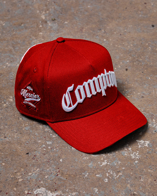 Mercier red Compton snapback cap