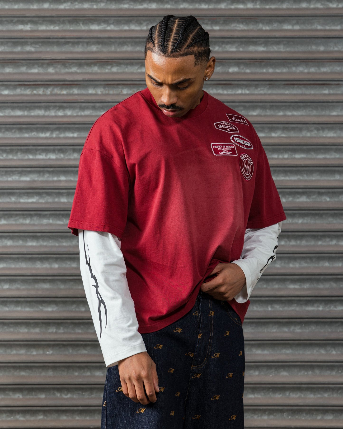 Mercier red OG Lightening faux layer top