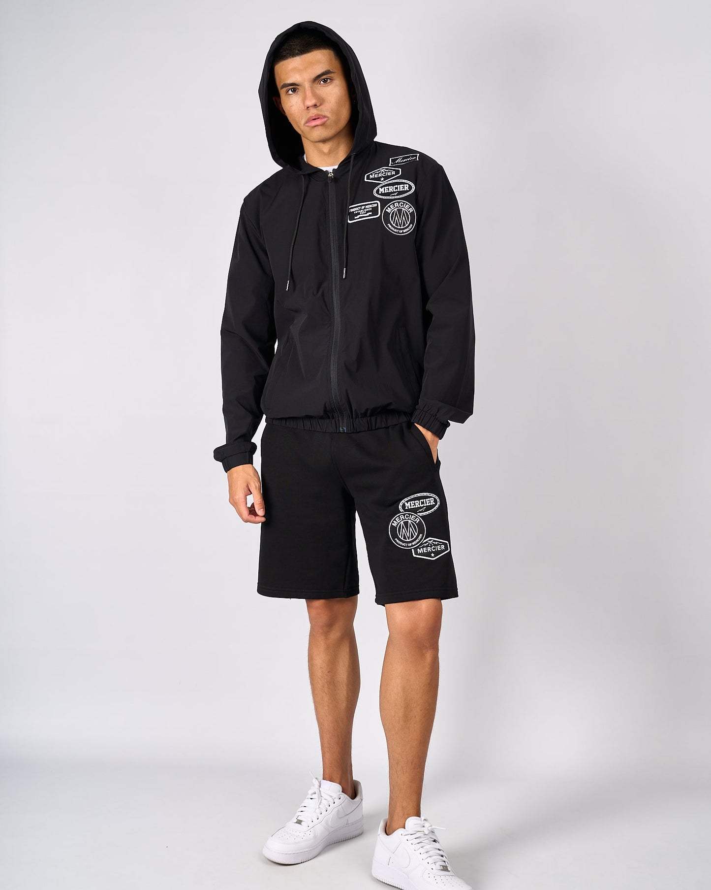 Mercier tonal badge black shorts