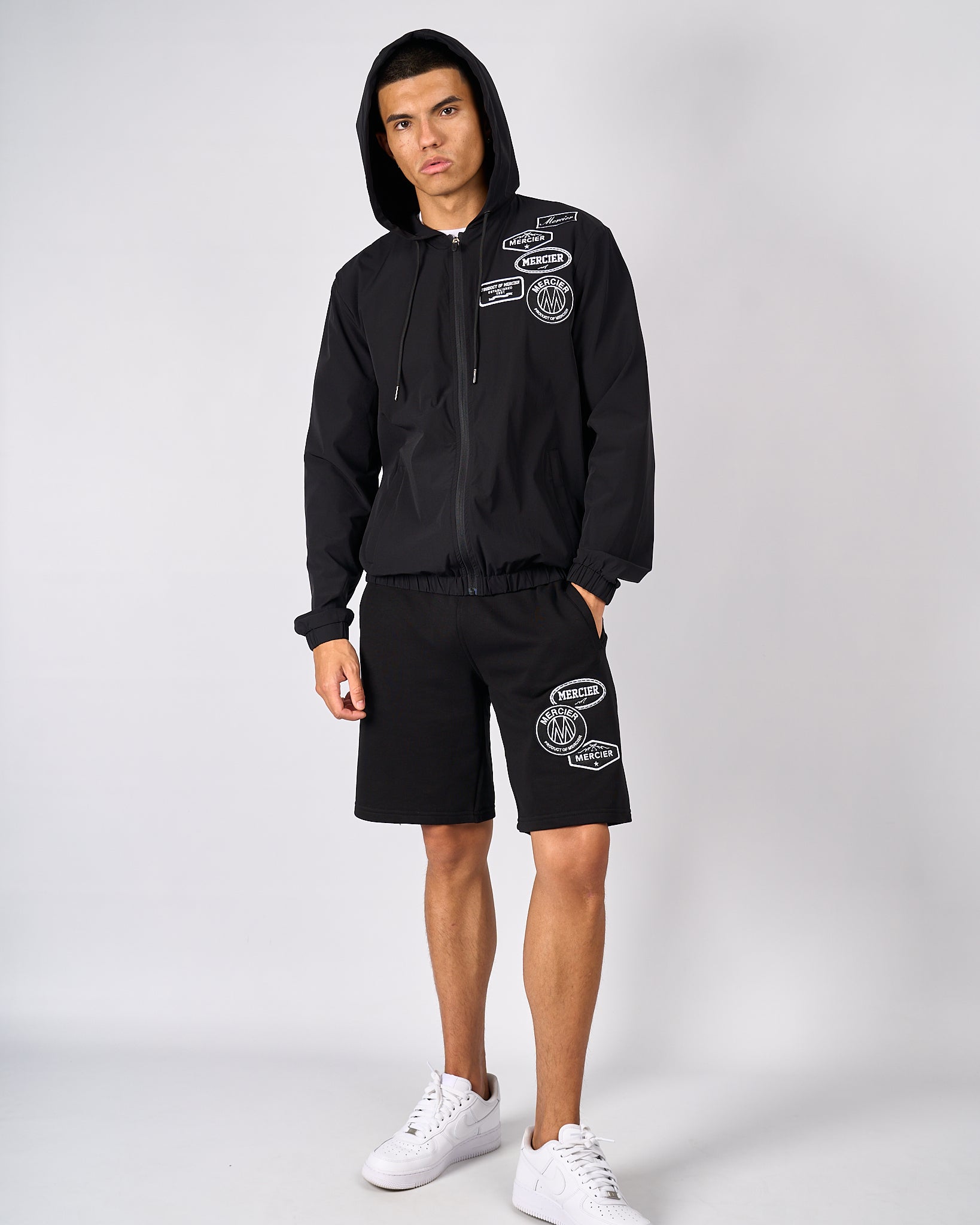 Mercier tonal badge black shorts