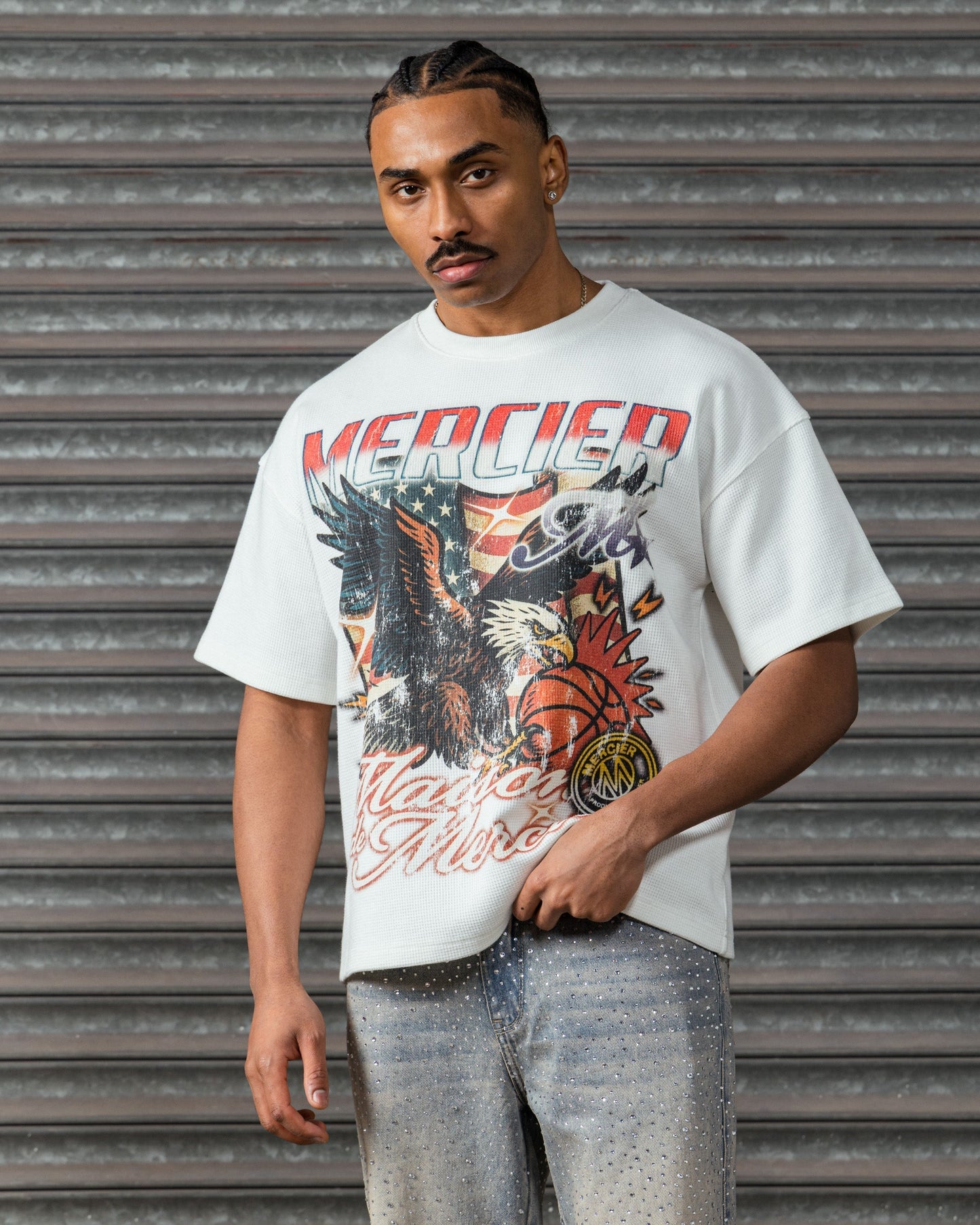 Mercier white Eagle waffle t-shirt