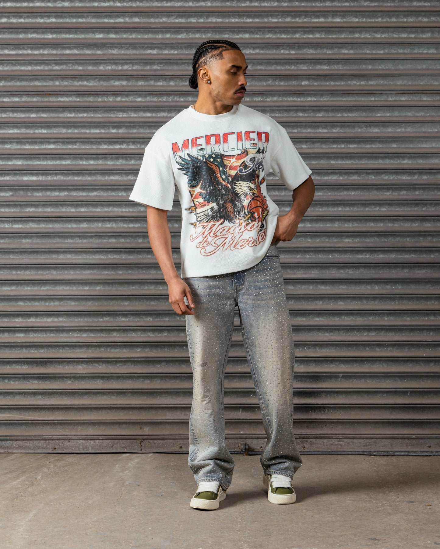 Mercier white Eagle waffle t-shirt