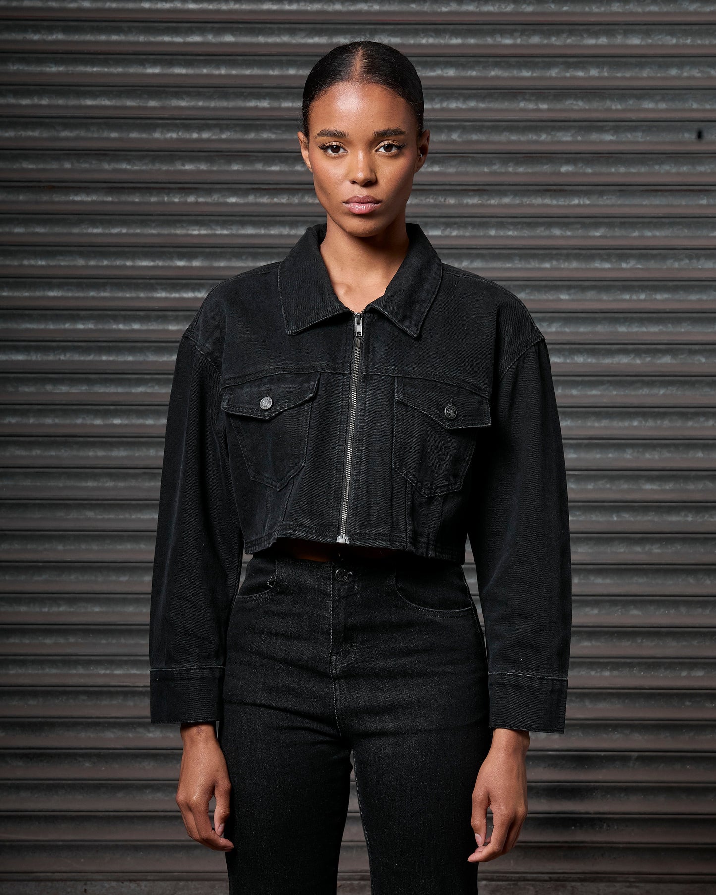 Mercier women's black red denim jacket