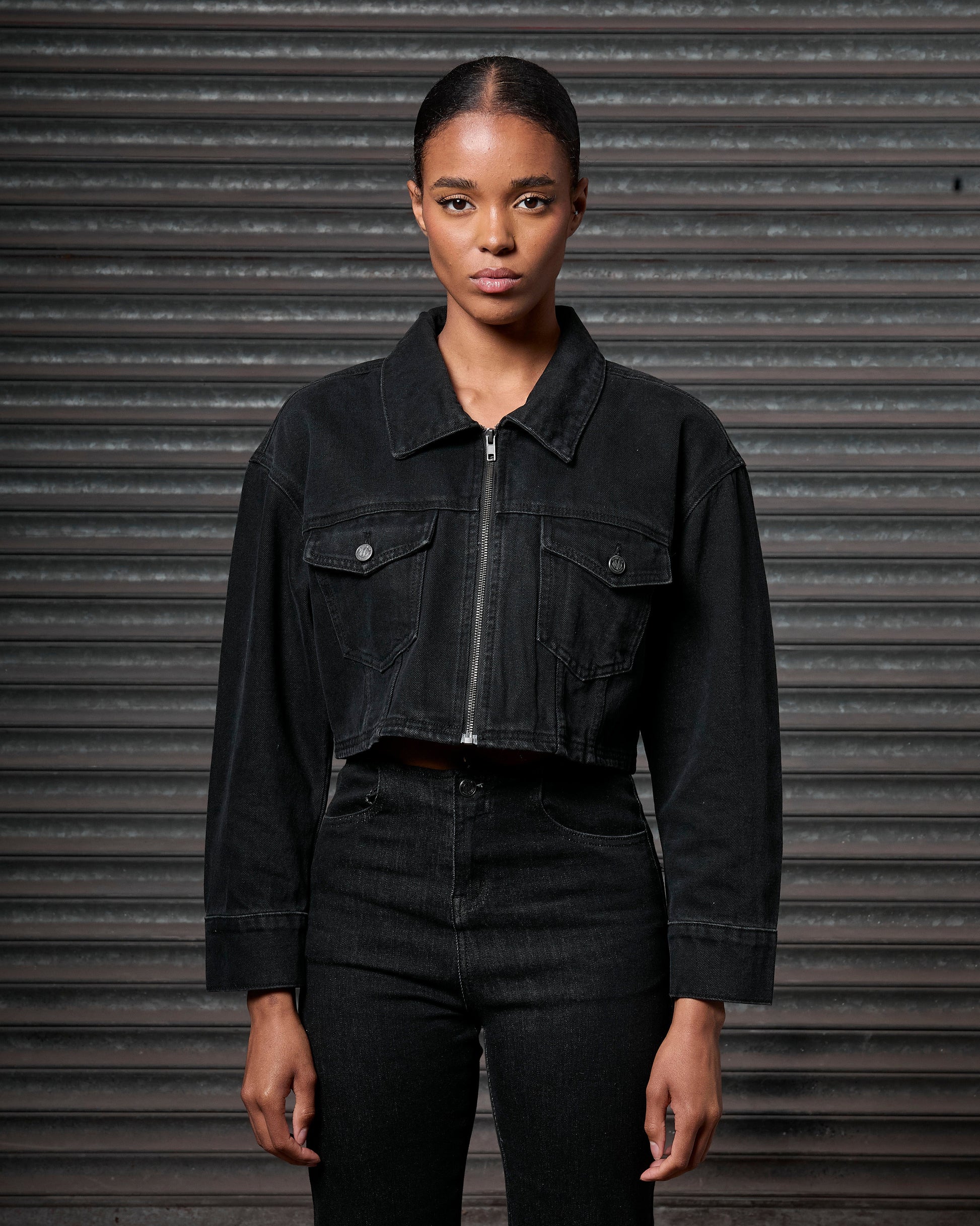 Mercier women's black red denim jacket