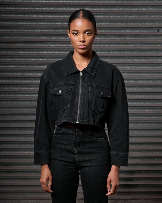 Mercier women's black red denim jacket