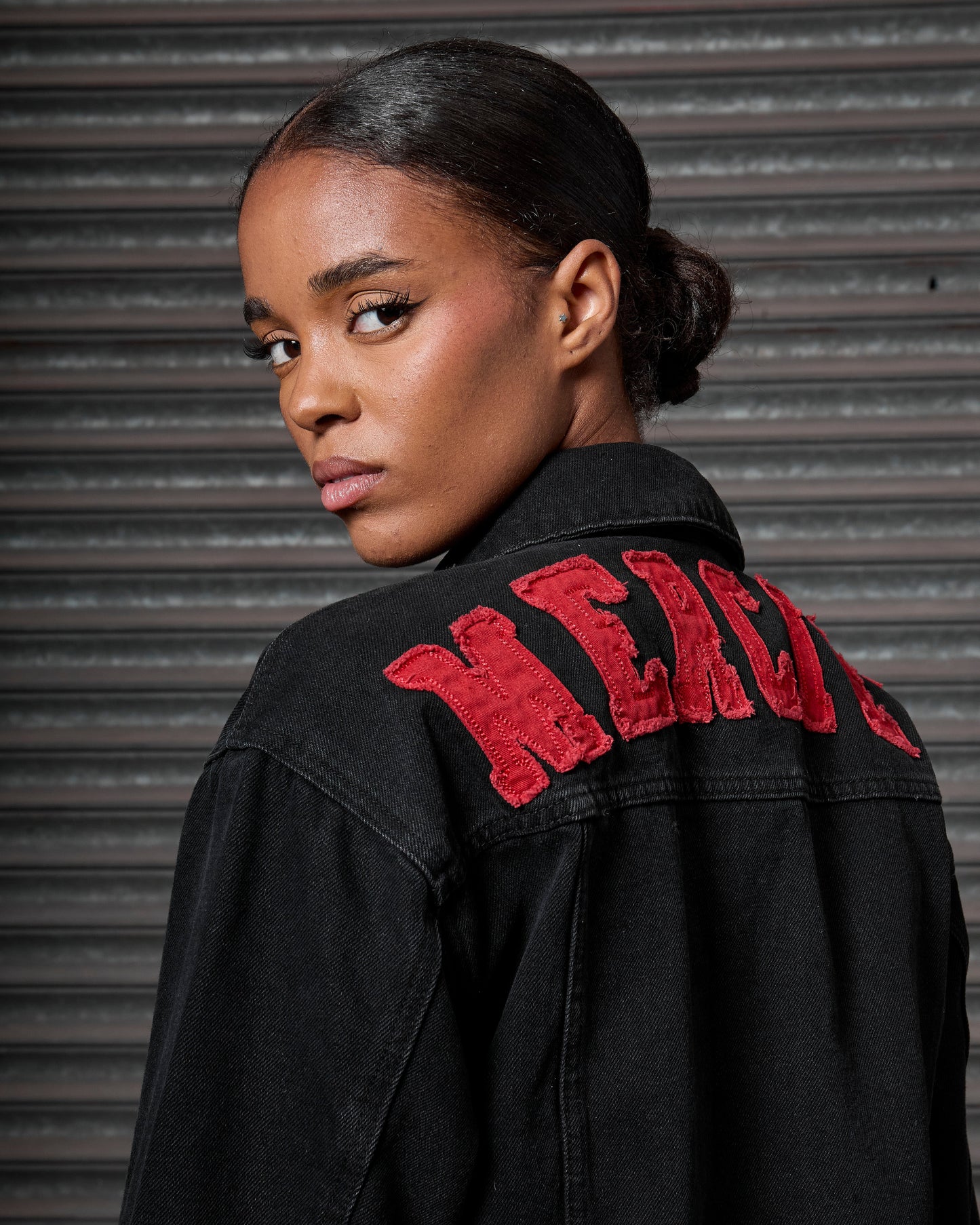 Mercier women's black red denim jacket