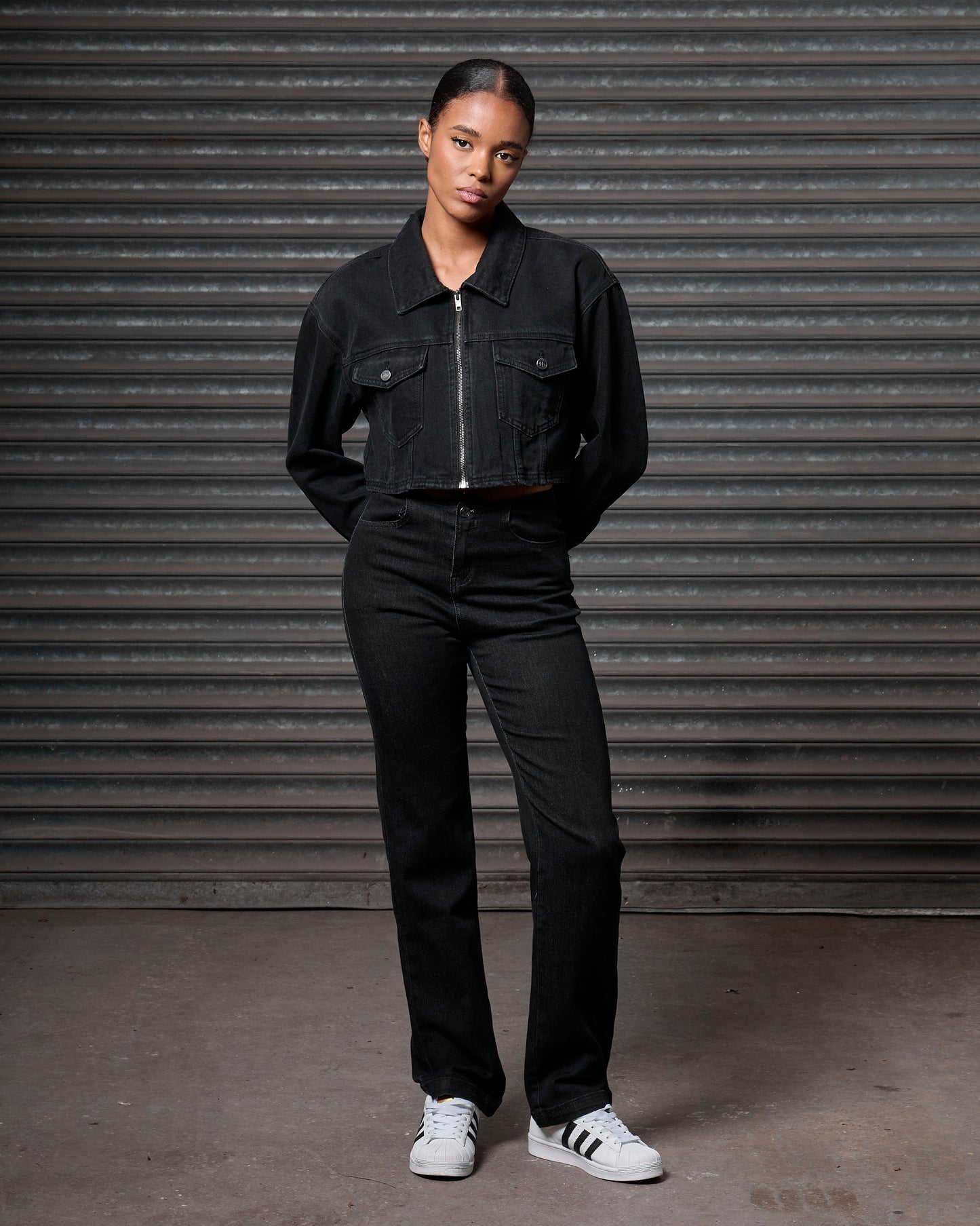 Mercier women's black red denim jacket