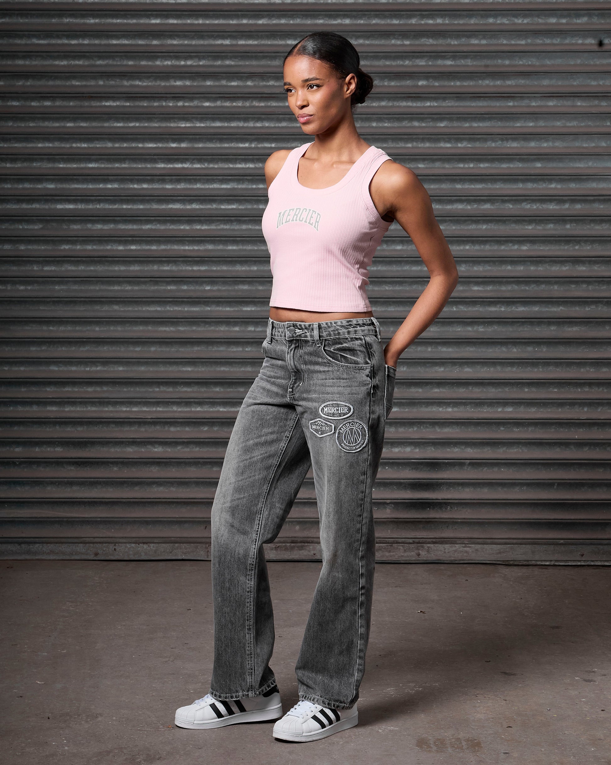 Mercier women's grey ribbed scoop vest