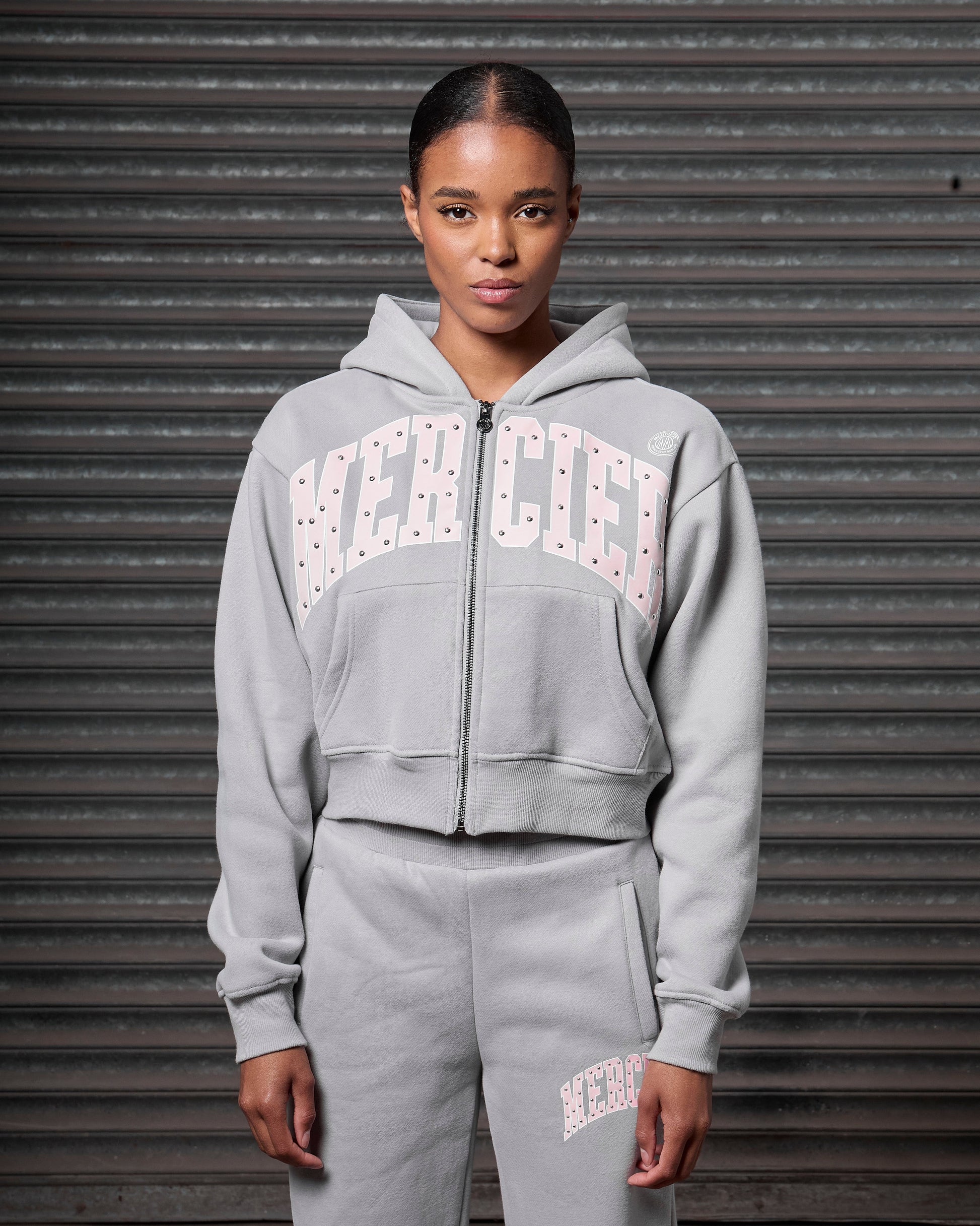 Mercier women's grey studded hoodie