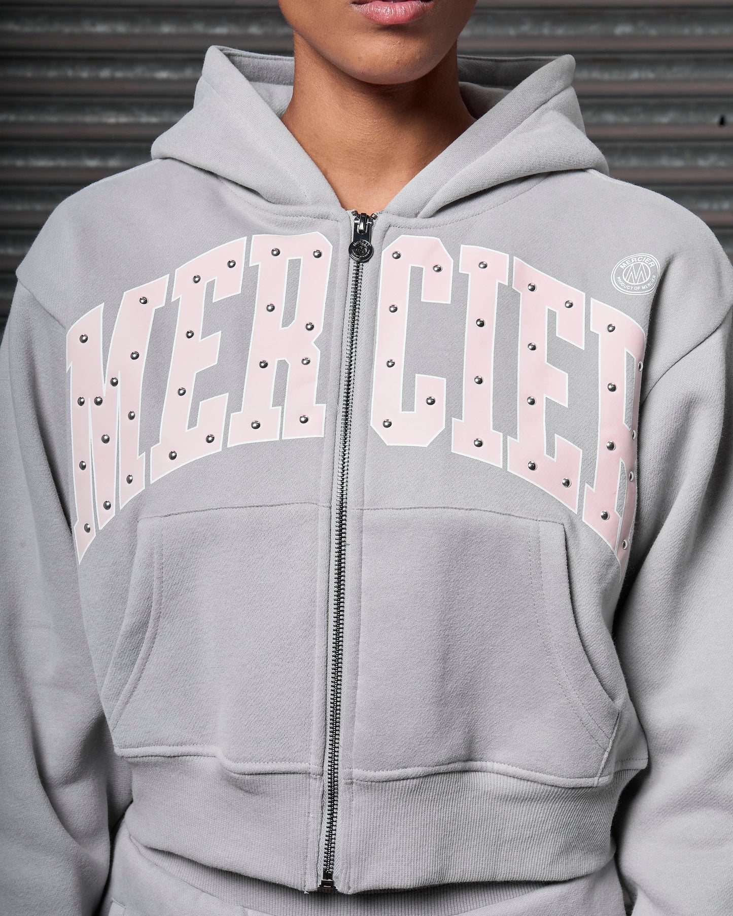 Mercier women's grey studded hoodie