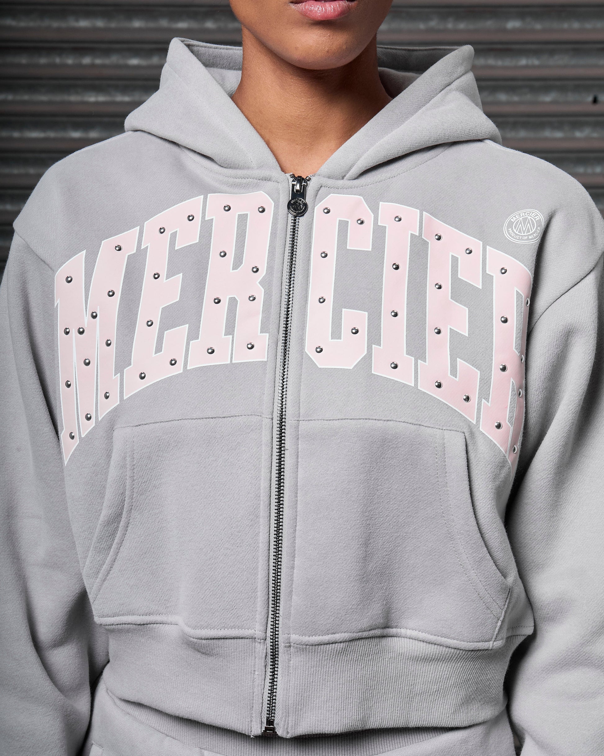 Mercier women's grey studded hoodie