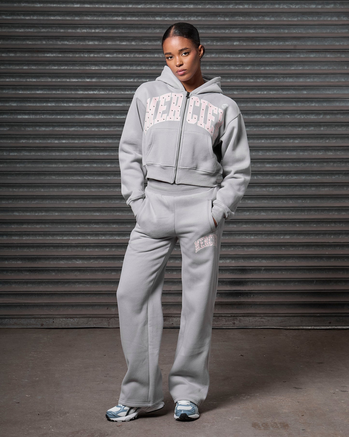 Mercier women's grey studded hoodie