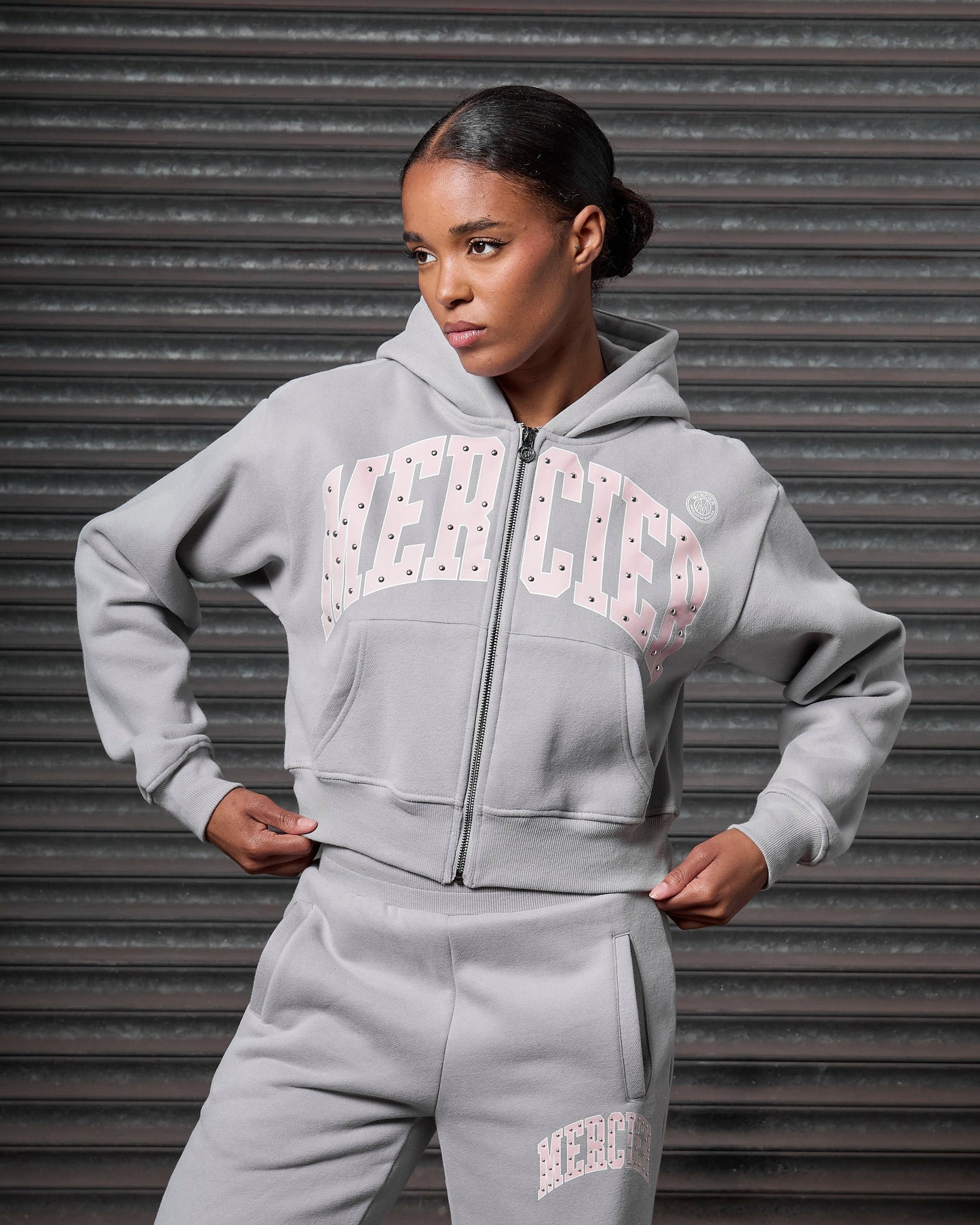 Mercier women's grey studded hoodie