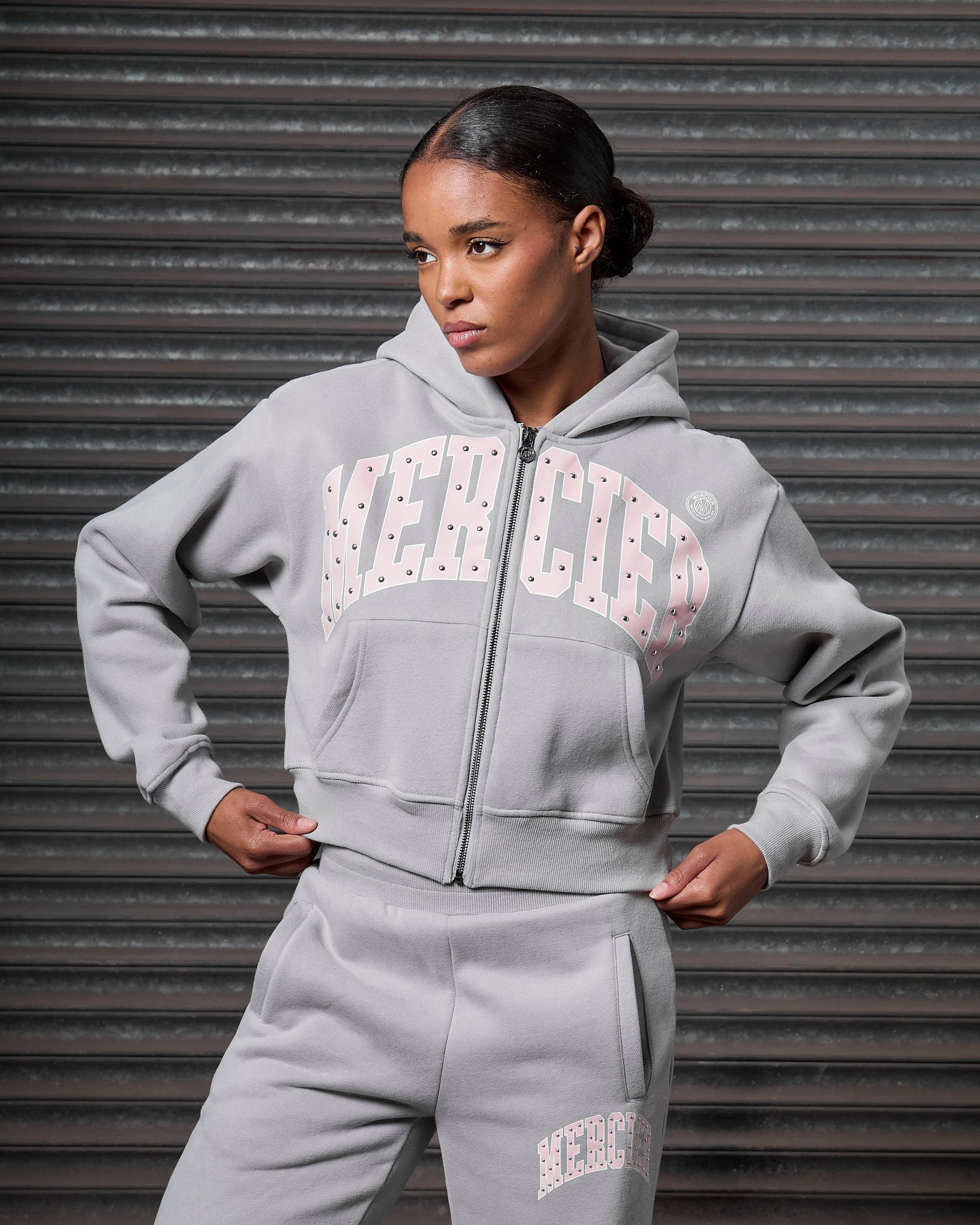 Mercier women's grey studded hoodie