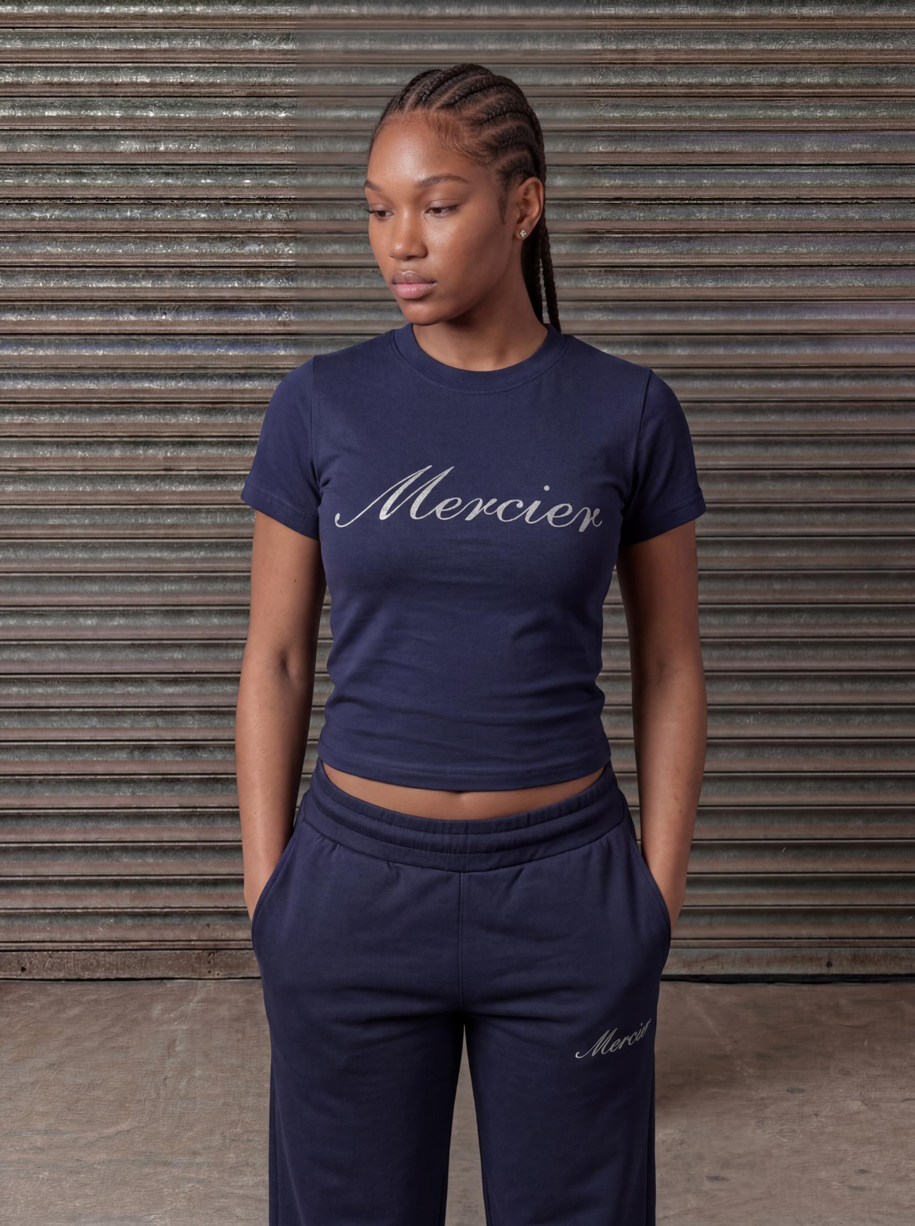 Mercier women's navy OG badge fitted t-shirt