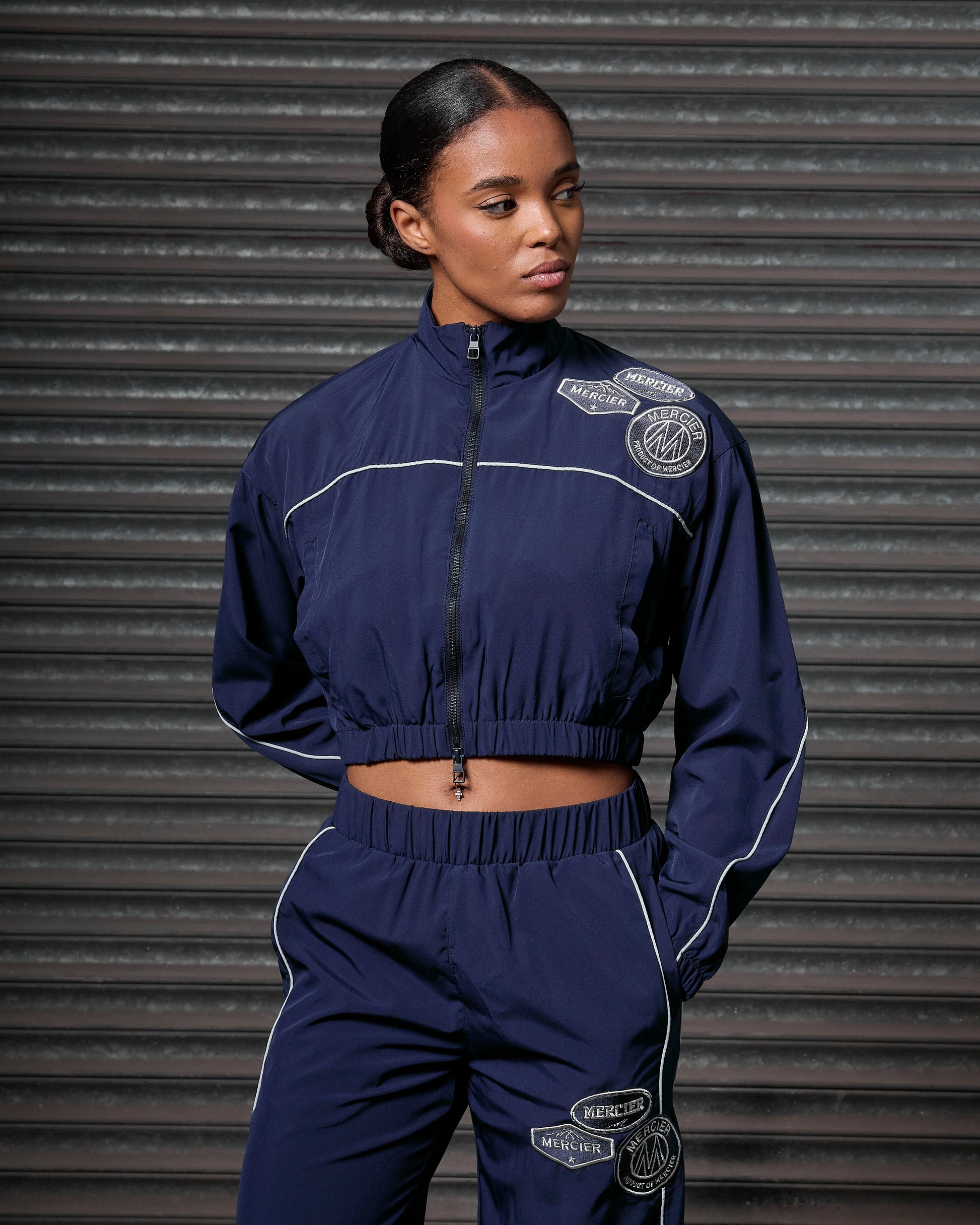 Mercier women's navy piping track jacket