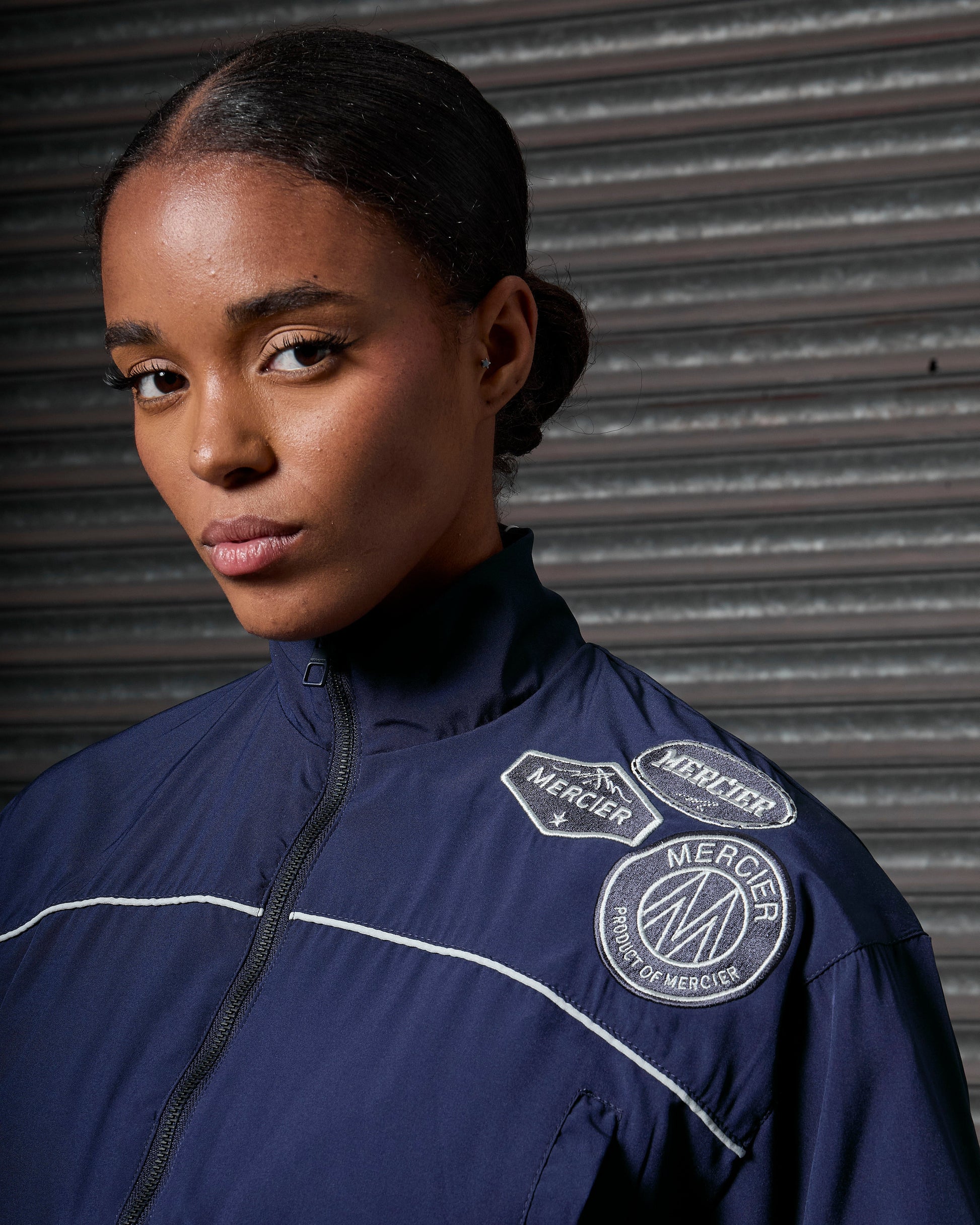 Mercier women's navy piping track jacket