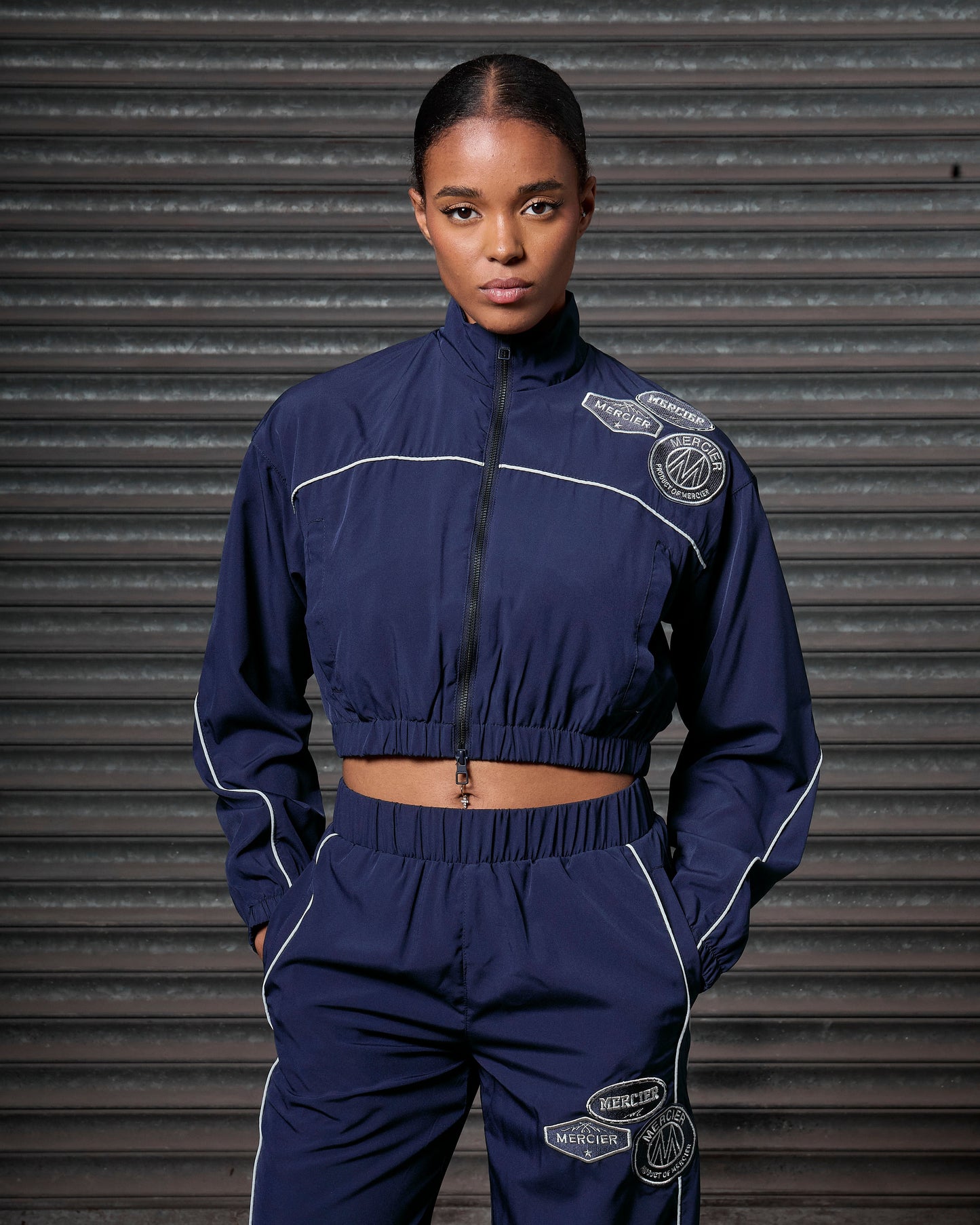 Mercier women's navy piping track jacket
